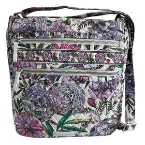 Vera Bradley Lavender Meadow Signature Cotton Triple Zip Hipster Crossbody Bag